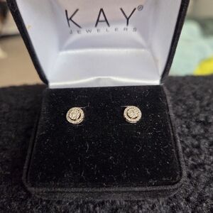 Kay Jewelers White Gold Diamond Halo Stud Earrings